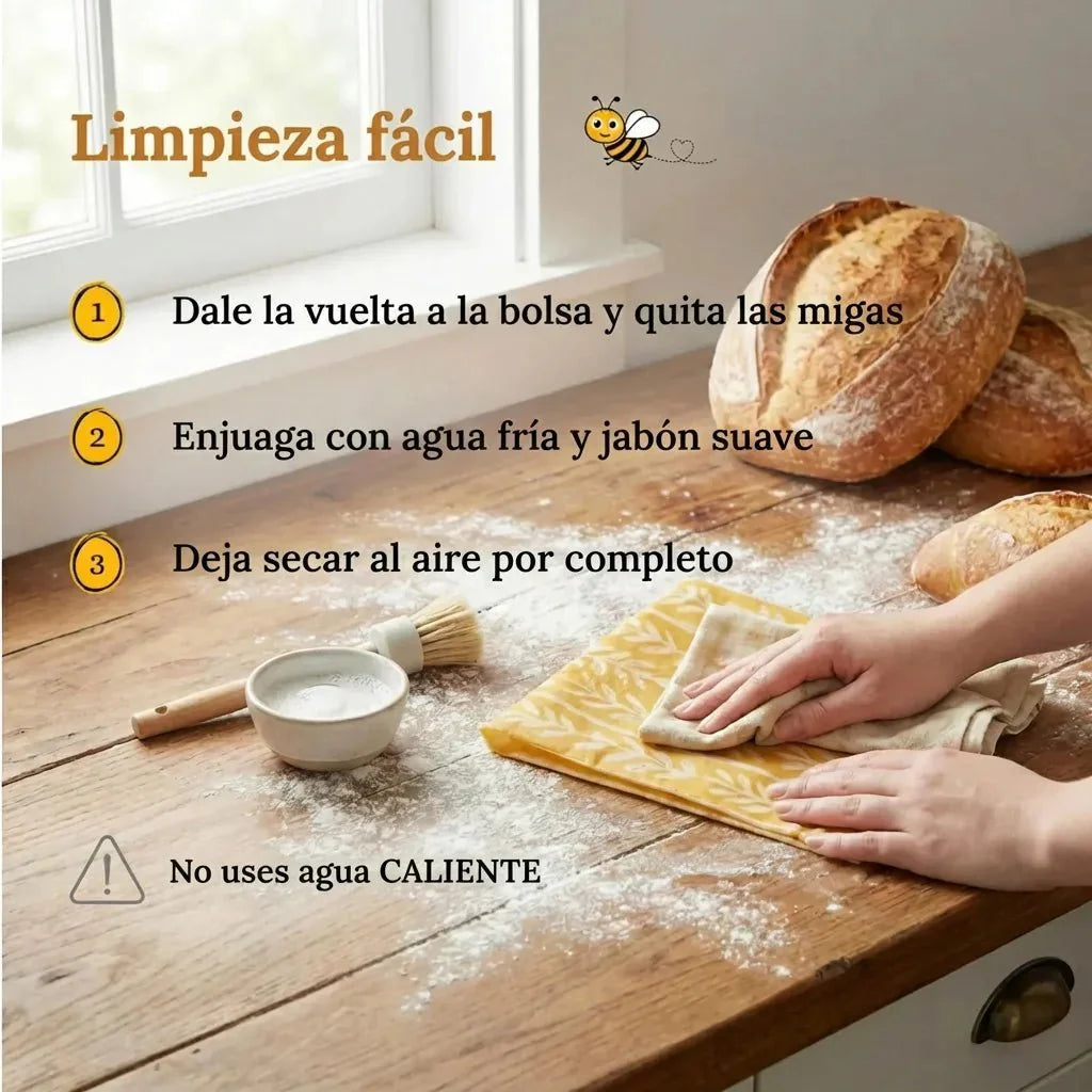 Bolsas de Pan Premium de Algodón 100% y Cera de Abeja